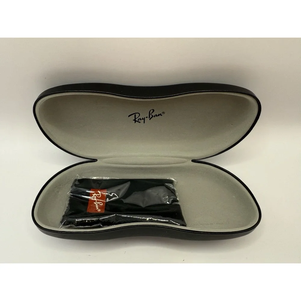 RAY-BAN EYEGLASSES SUNGLASSES BLACK CLAMSHELL‎ CASE WITH CLEANING CLOTH